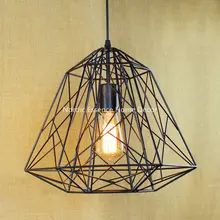 Wrought iron mesh diamond style metal frame hanging wire retro nostalgia LOFT Nordic countryside simple creative chandelier