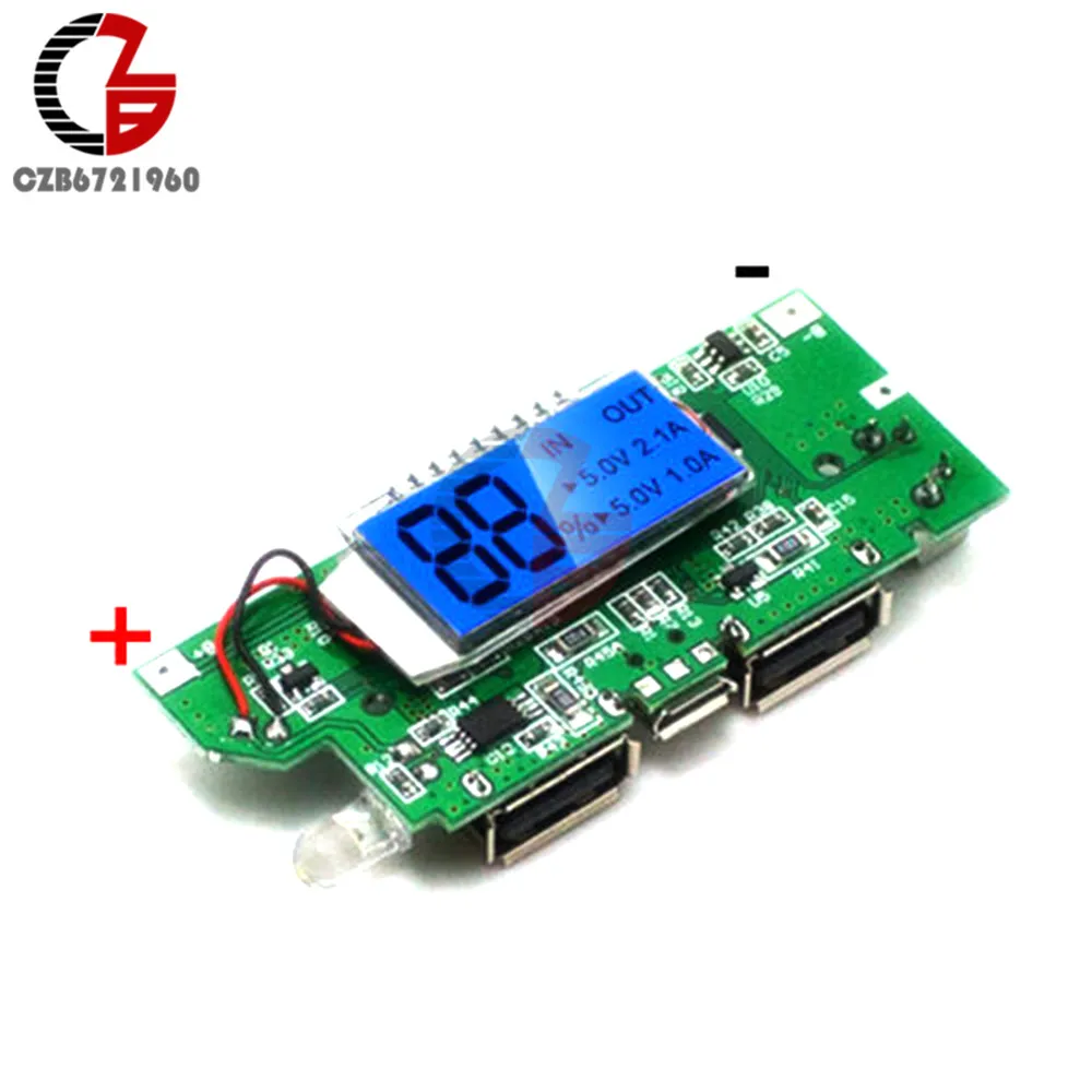 Двойной USB 18650 литиевая батарея зарядная плата мобильный Банк питания зарядный модуль PCB плата ЖК-дисплей для Arduino DIY 5V 1A 2.1A