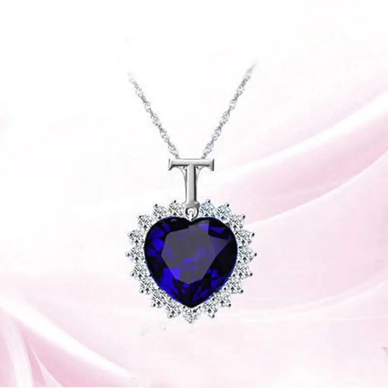 Мода Титаник Сердце океана синие прозрачные стразы кулон цепи ожерелье женщины дамы девушки ожерелье s подарок ювелирные изделия Collares