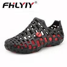 Унисекс г. Мужские сланцы на лето модные пляжные сандалии повседневные вьетнамки на плоской подошве без застежки Мужская обувь с перфорацией