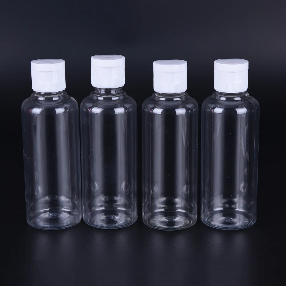 

4PCS/LOT 100ml Plastic Empty Lucency Pack Bottle Crystal Clear Flip Top Cap Empty Packaging Containers
