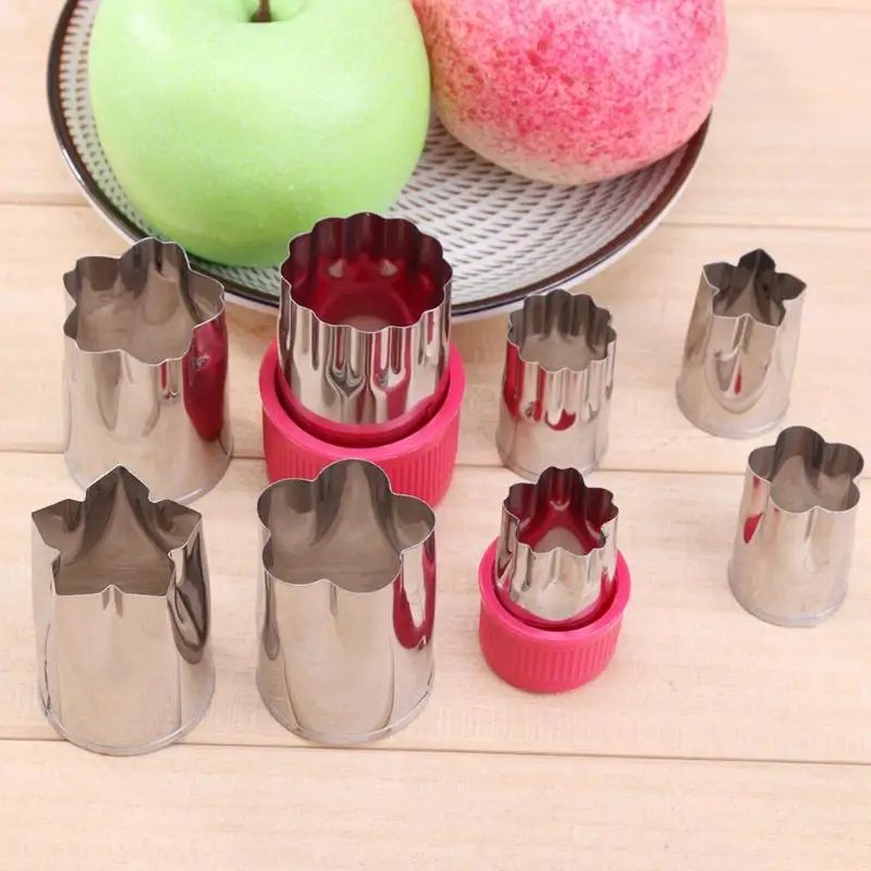

8pcs/set Fruit Vegetable Cutter Mould Flower Shape stainless steel Dumpling Cake Mold Bread DIY Cookie Kids Shaped Treats Food