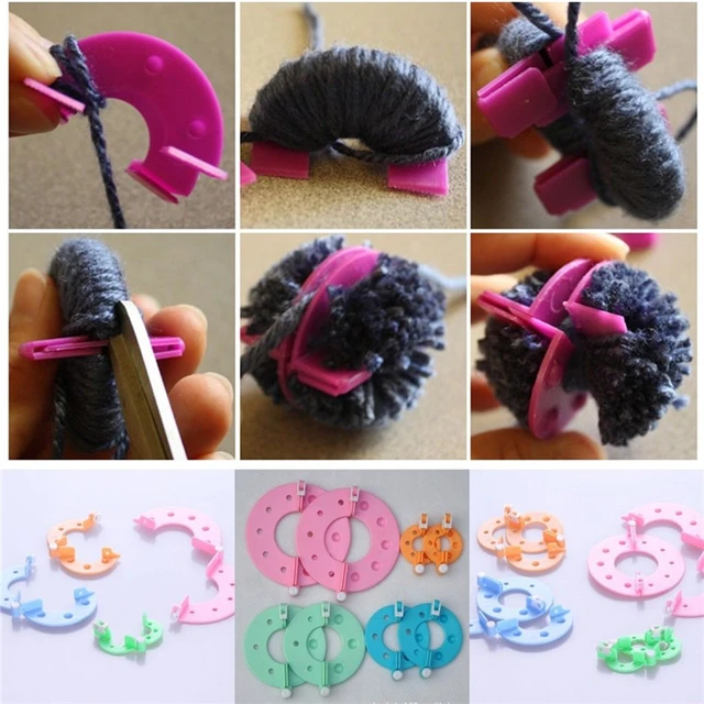 10 St/ück Plastiknadeln 4 Gr/ö/ßen Fluff Ball Weaver Nadel Pompom Maker Sets-DIY Pompoms Handwerk Puppe Making Kits Enth/ält 10 St/ück Strickstichmarker 24 KNEWMART Pom Pom Maker