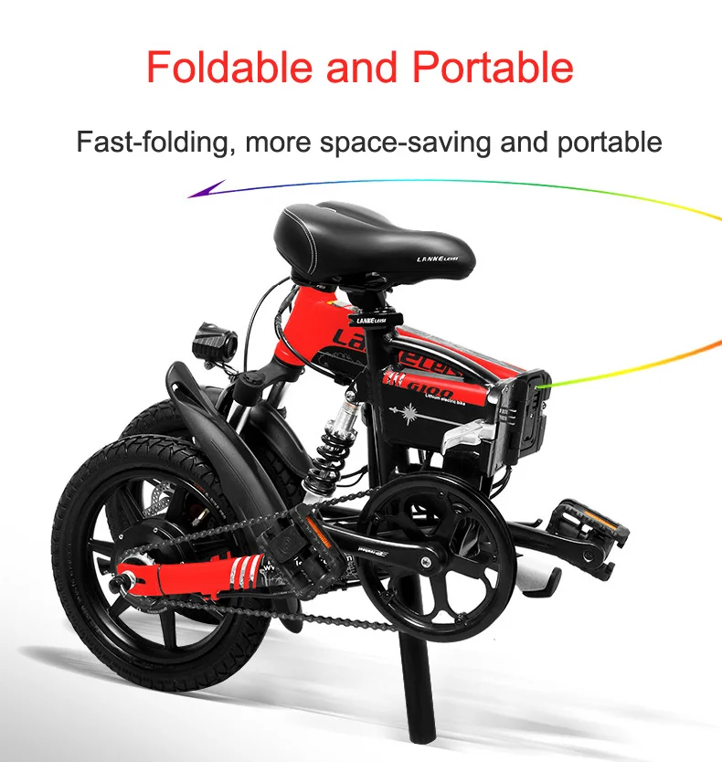 Best G100 14 Inch Folding Electric Bicycle, 400W Powerful Motor, Full Suspension, Front & Rear Disc Brake, with LCD Display 11
