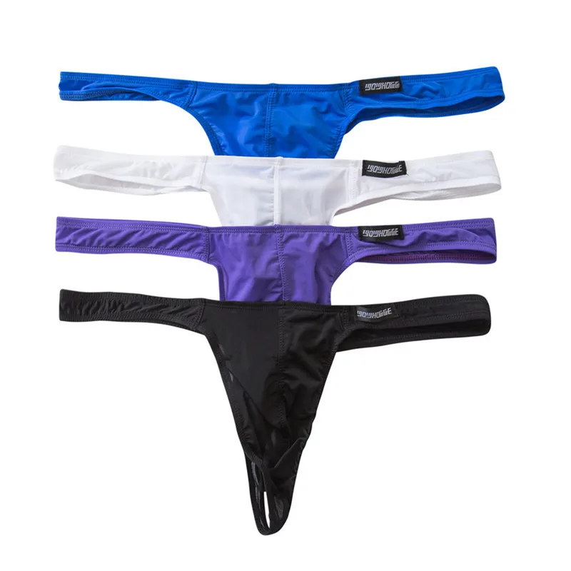 

Wholesale 4PCS/Lot Sexy Lingerie Men's Thongs G-string Underwear Enhance Bulge Pouch T-back Mini Bikinis Elastic Underpants
