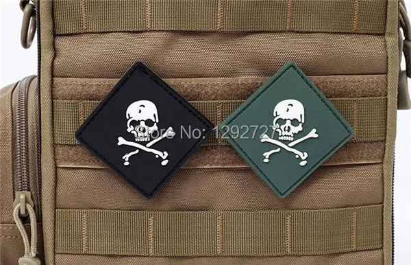 2pcs/lot Tactical Patches Military PVC skull patches with hook DIY Rubber tactical patch for Clothes Jackets | Дом и сад