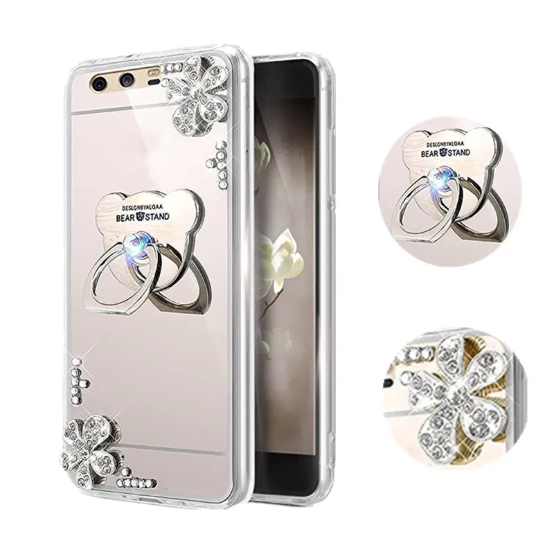 P Smart Ring Bling зеркальный чехол для телефона Huawei P20 Honor 7a pro 7c Y9 Y6 Y5 2018 Y7 Prime Y3 P8 P9 Lite 2017 Nova
