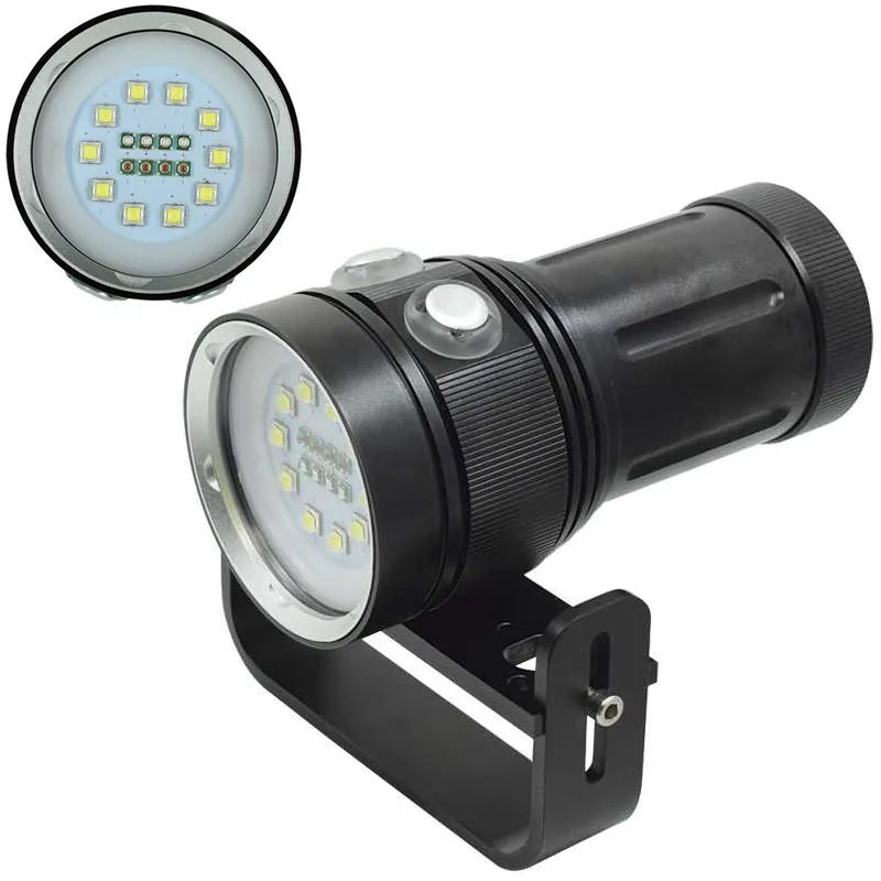 

Photography Fill Light LED Diving Flashlight Torch With 18650 Battery + Charger 10 x L2 White + 4 x Red + 4 x UV/Blue Light