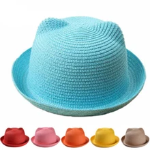 Хорошие соломенные шляпы, детские украшения для ушей, летняя шапка, детская Солнцезащитная шапка для девочек и мальчиков, однотонная Кепка с покрывалом для детей, Пляжная шапка