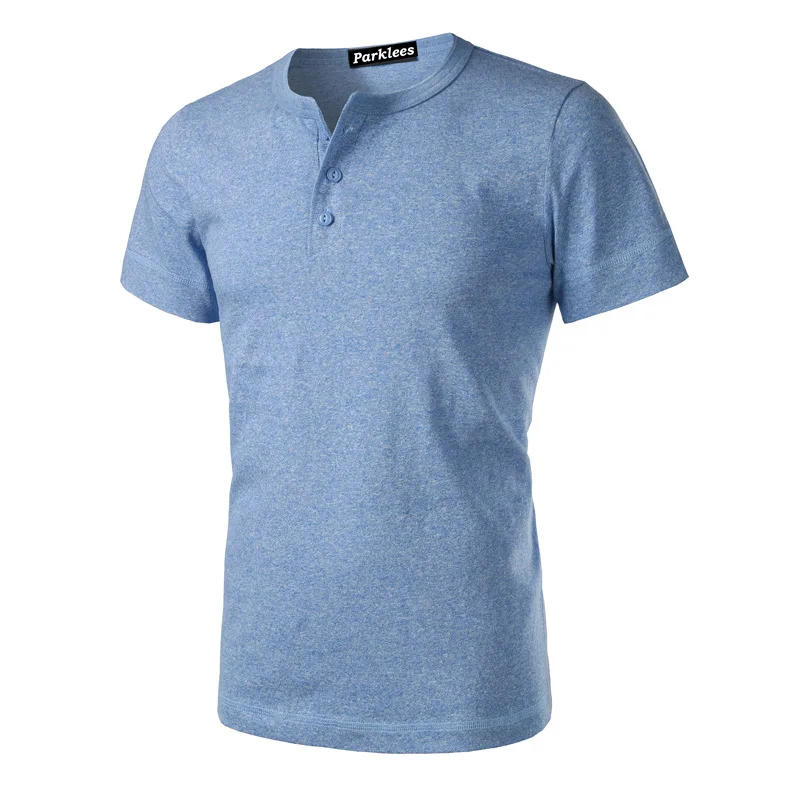 T-shirt Henley à Manches courtes et Col en V pour Homme, Haut en Coton épais, Coupe ajustée,