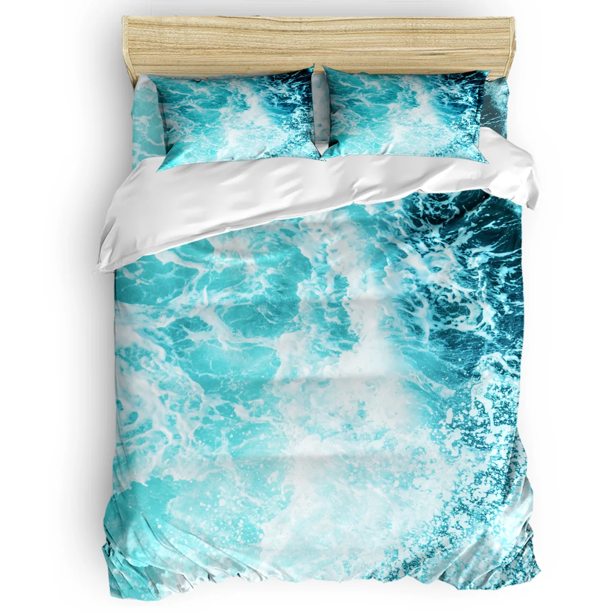 

Perfect Sea Waves Duvet Cover Set Deep Blue Sea Collection of 3/4pcs Bedding Set Bed Sheet Pillowcases Cover Set