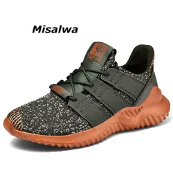 Misalwa мужские зеленые кроссовки модная обувь 2019 вразлёт, плетение дышащая повседневная обувь мужчины весна осень большой размер 39-47 обувь