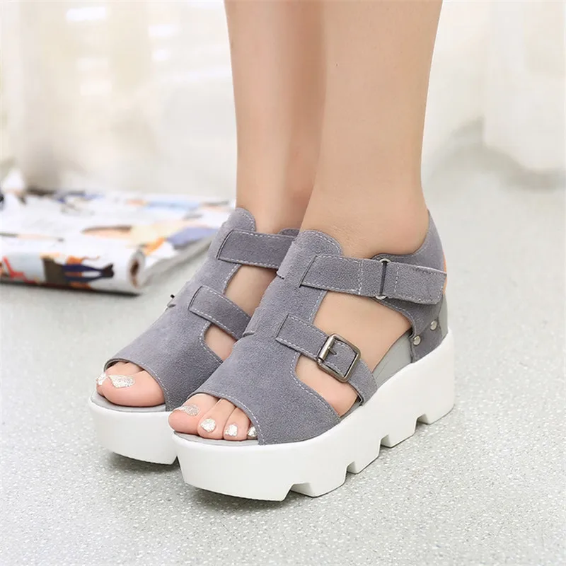 Avec De Femmes 3 2 Augmenté Printemps 1 Coréenne Et 4 À Fond Pente Sandales Des Tête Épais 2018 D'été Version 5 Poisson La Chaussures A BxnwpEOq4T