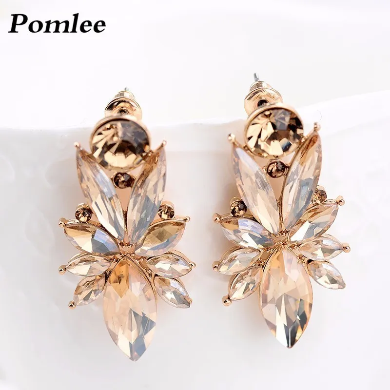 Pomlee 2018 новые богемные стеклянные хрустальные серьги гвоздики для женщин
