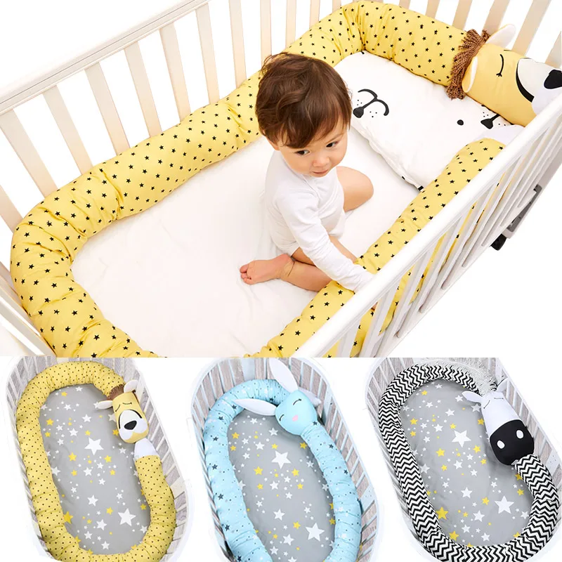 Muslinlife New Arrival Baby Bed Bumper Crib Bumper Lovely Zebra Fox Unicorn Bumpers Cute Cartoon Baby Cushion Lenght 3 Meters