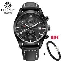 En cuir Sport Montre Chronographe À Quartz-Montre Militaire de L’armée Montre De Luxe Hommes 2016 Homme Horloge Relogio Masculino Noir Sport Montre