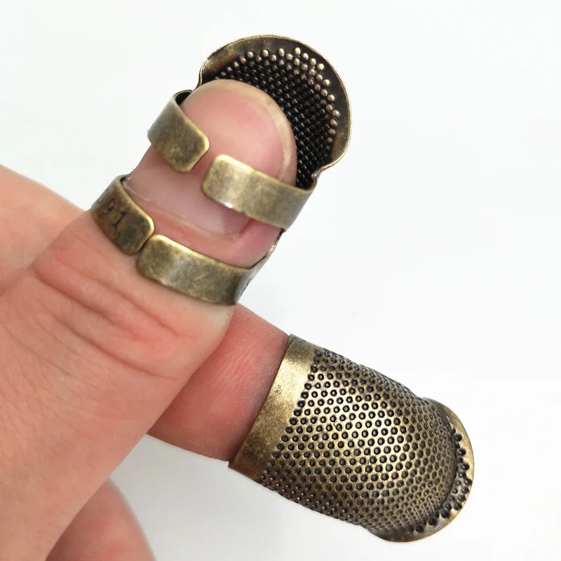 Retro Metal Finger Protector Adjustable Thimble Ring Handworking Needle Thimble Needles Craft Household DIY Sewing Accessories