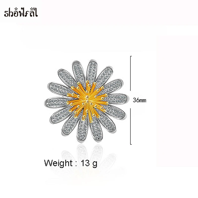 Элегантная булавка брошь в виде Ромашки Цветок Металл AAA циркон брошь Модный изысканный цветок маргаритки брошь булавки большие броши для женщин