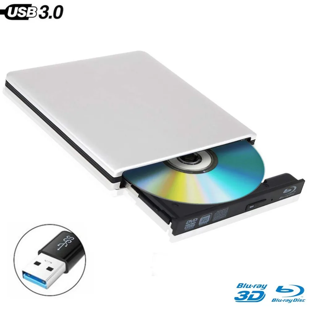 

Bluray Player External Optical Drive USB 3.0 Blu-ray BD-ROM CD/DVD RW Burner Writer Recorder Portable for Apple macbook Laptop