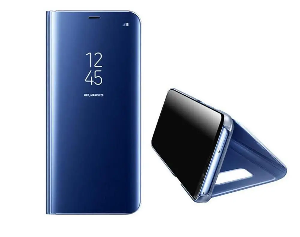 2018 J4 флип кейсы кожаный чехол для Samsung J6 смарт зеркало просмотра Капа глянцевый