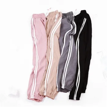 Women Leggings Contrast Striped Fitness Leggings Women Black Casual Slim Cotton Tapered Pants 2020 Elastic Waist Workout Legging contrast faux leather elastic waist leggings