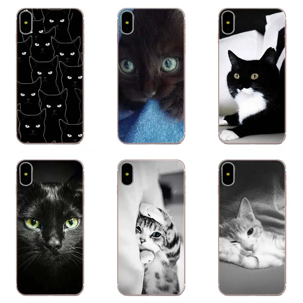 Black Cute Kitten Cats For Xiaomi Redmi Mi Note 7 8 9 SE Pro Lite Go Play Soft Silicone TPU Transparent Phone Coque | Мобильные