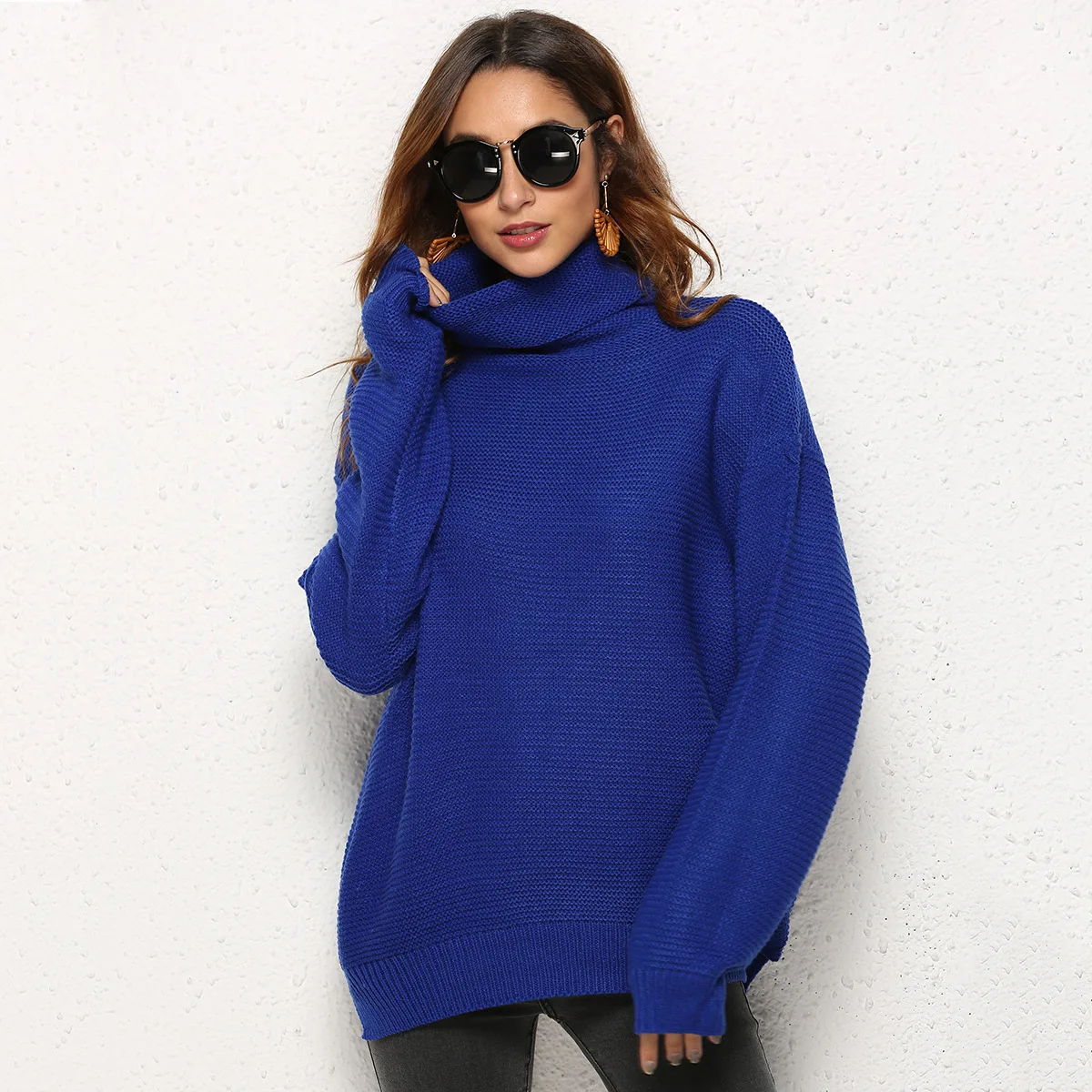 

2018 Europe and America kniited sweater long-sleeved high collar winter fashion women pullovers wholesale T1980