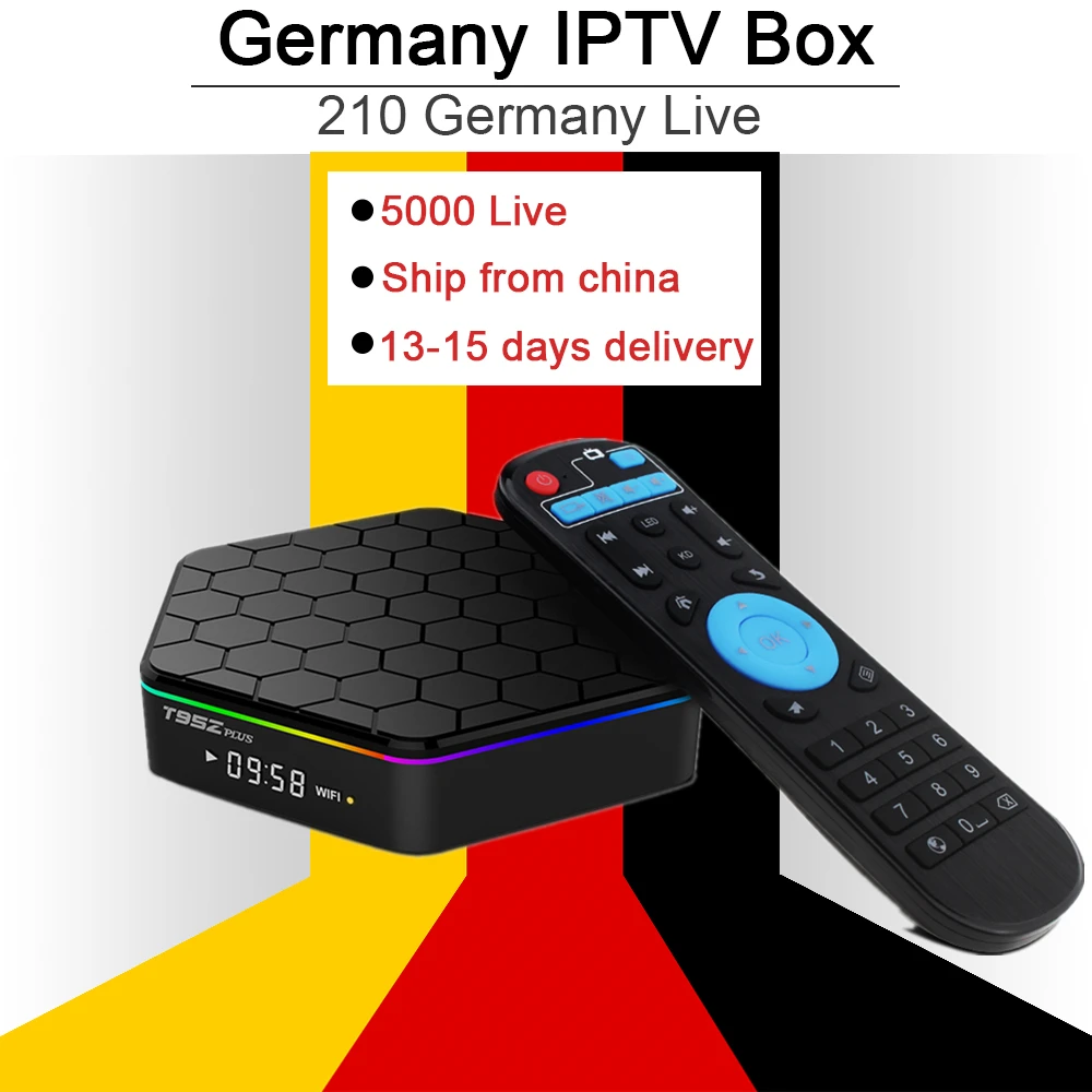 

Germany iptv for T95Zplus Android 7.1 tv box 2G 16G with one year iptv subscription Sweden Spain UK smart tv Box free shipping