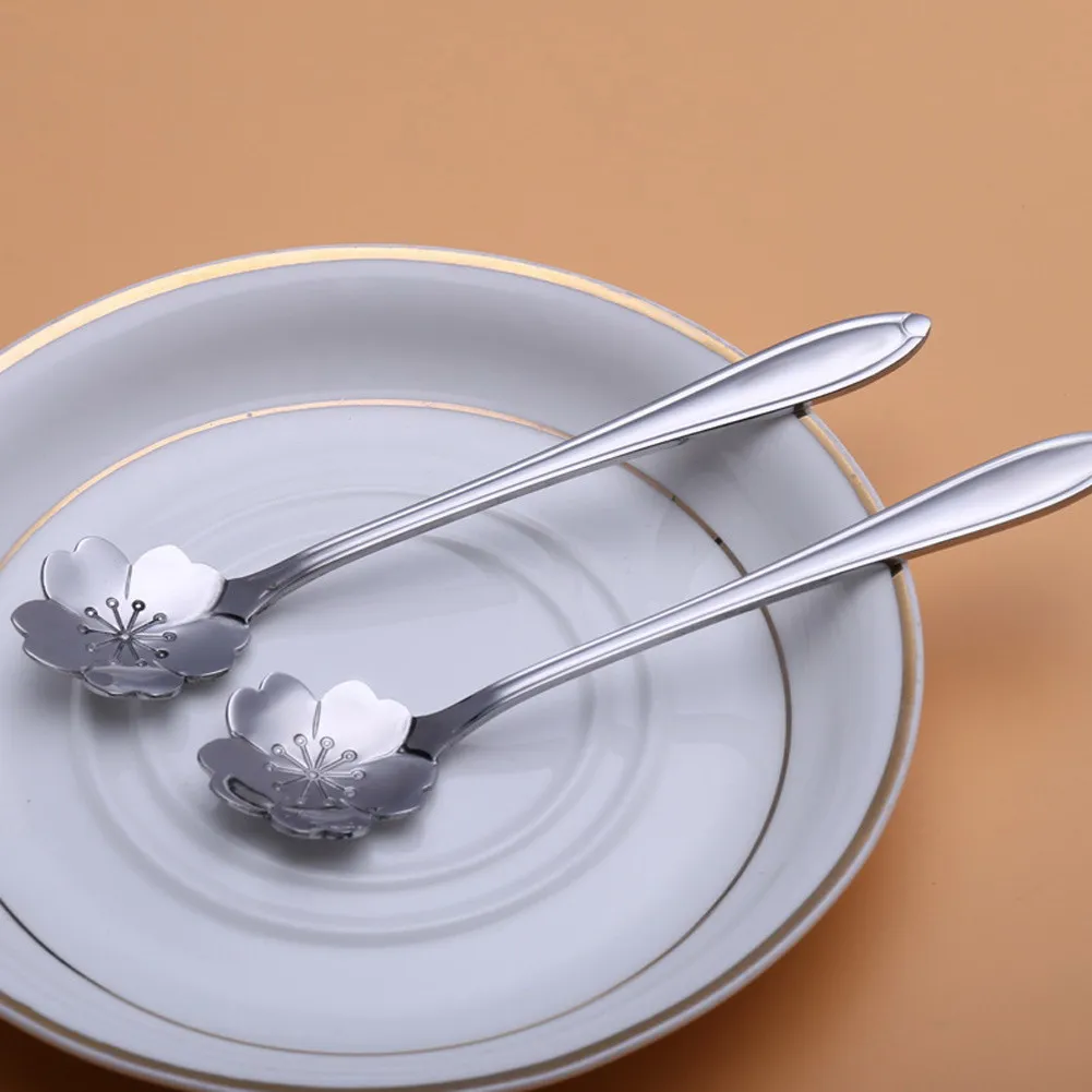 4 шт. элегантные кофейные ложки посуда в форме цветка сахарная ложка из нержавеющей стали серебряные чайные ложки приборы для мороженого кухонный инструмент