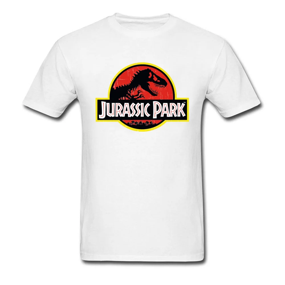 Fashion Jurassic Park Design Short Sleeve T-shirts ostern Day O Neck Cotton Tops Shirts for Men T-shirts Casual Jurassic Park white