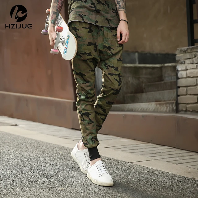HZIJUE 30 36 hip hop military urban clothing camo joggers sweats harem ...