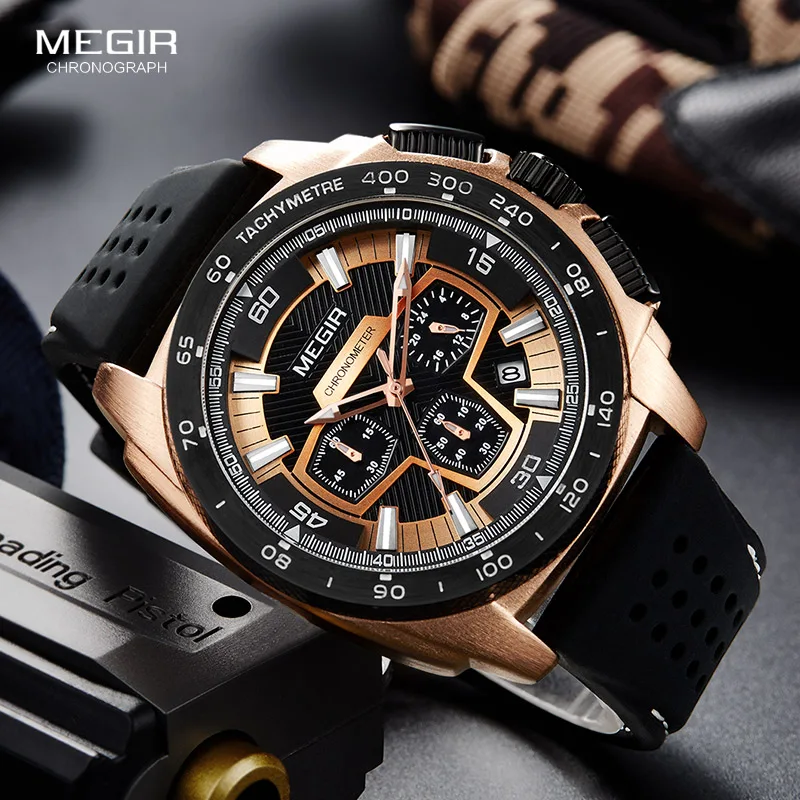 Бренд MEGIR, спортивные часы для мужчин, Relogio Masculino, модные силиконовые кварцевые наручные часы, часы для мужчин, военные армейские наручные часы 2056 xfcs