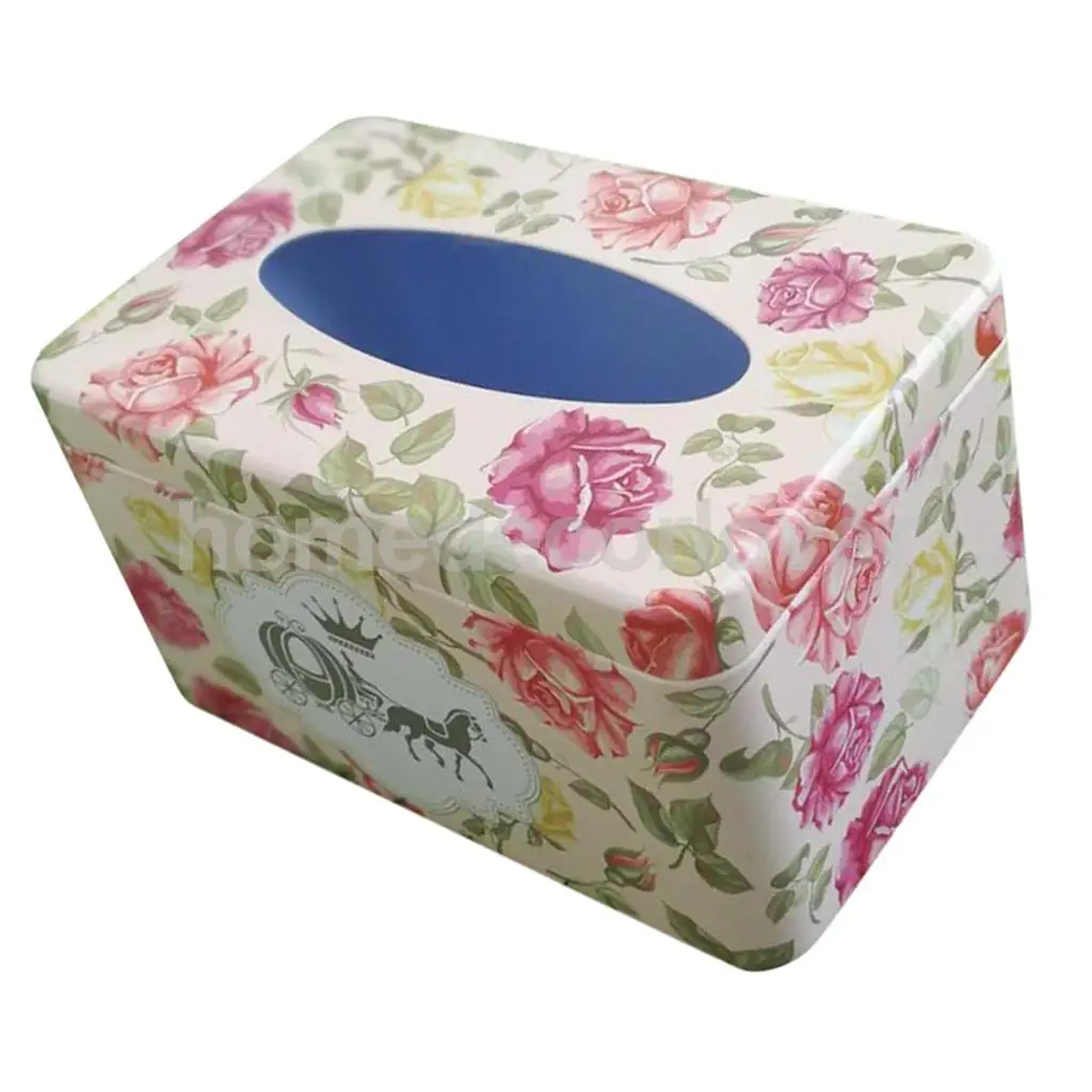 Tissue Box Cover Napkin Holder Car Paper Storage Container Tin Case Kitchen
