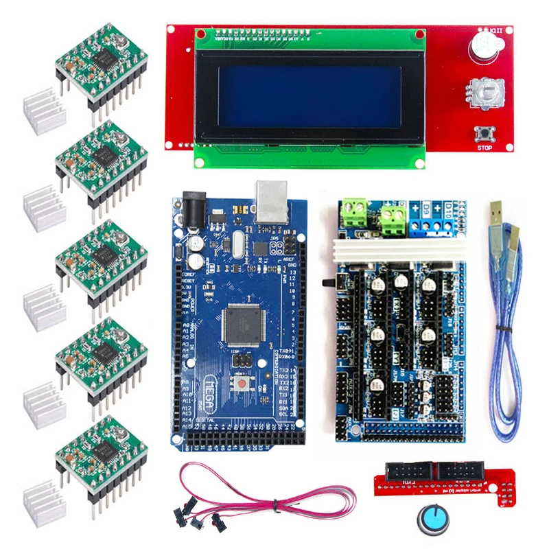 CNC 3d Принтер Комплект для Arduino Mega 2560 R3+ RAMPS 1,6+ lcd 2004+ концевой выключатель+ A4988 шаговый драйвер для 3d принтера