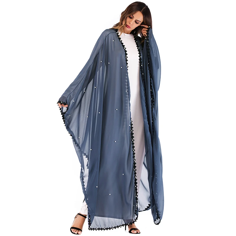 Абая кафтан Дубай Длинные Кружева сетки жемчуг мусульманский хиджаб платье Абая для женщин Катара джилбаб халат кафтан турецкая исламская одежда