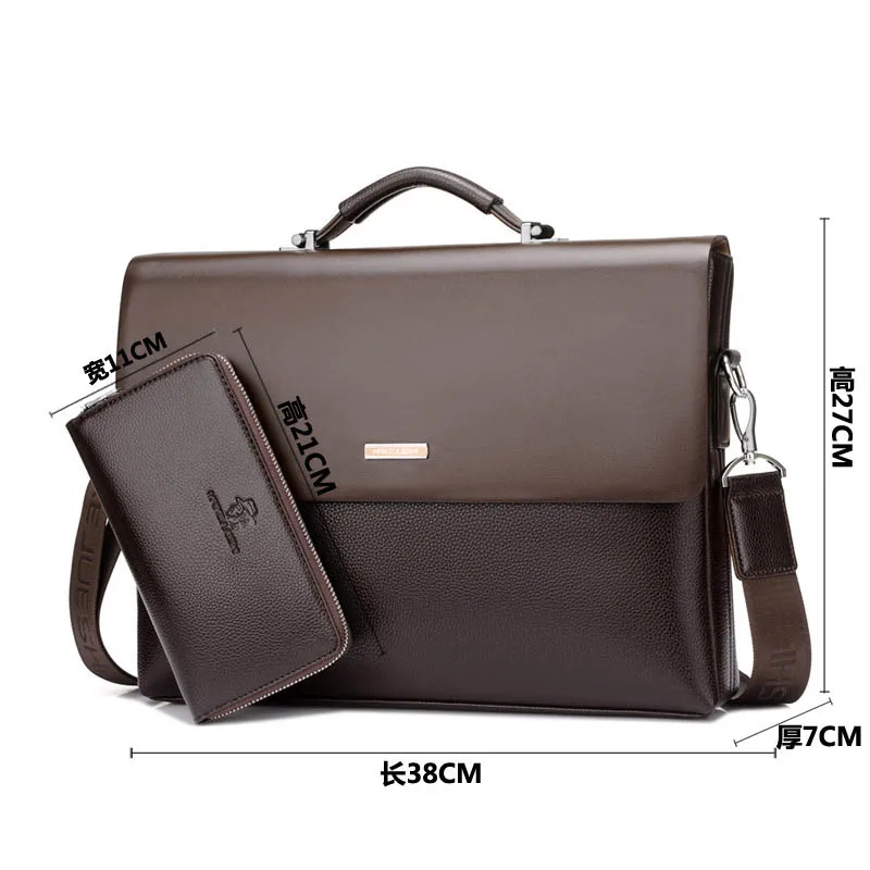 New Arrival Brand Business Men Briefcase PU Leather Laptop Briefcase Bag Male Shoulder Bag High Quality Retro Tote Men's Bag
