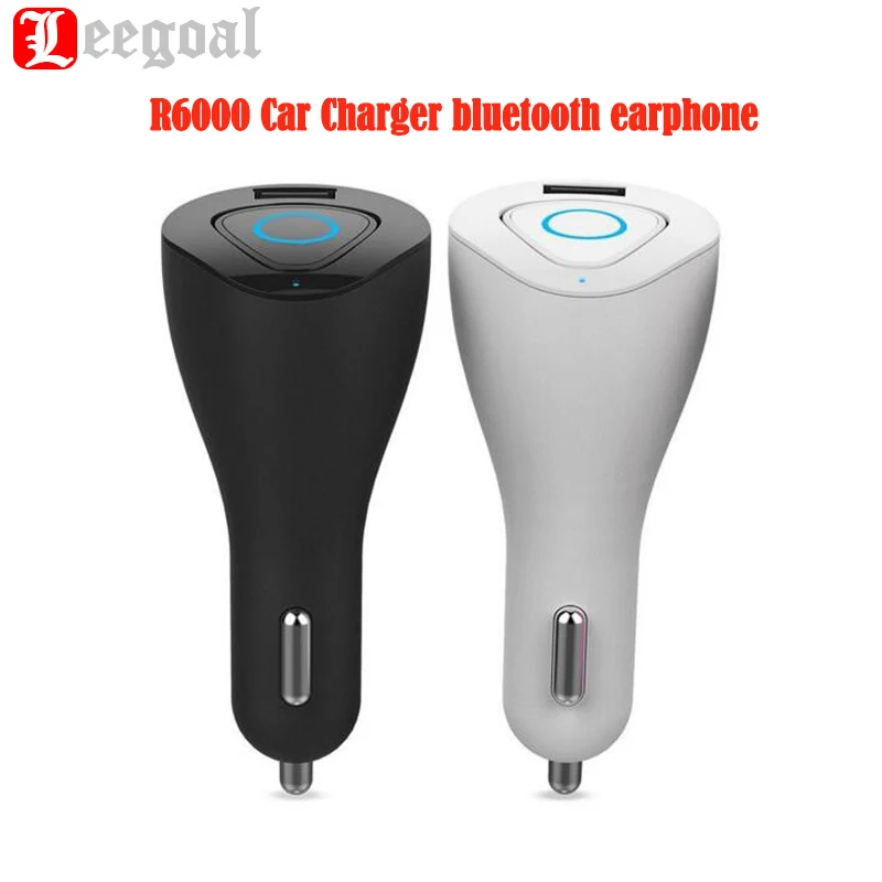  R6000 Portable Wireless Bluetooth Earphone Handsfree Mini Headset Stereo Earbuds W USB Dock Car Phone Charger 2 in 1 For Iphone 