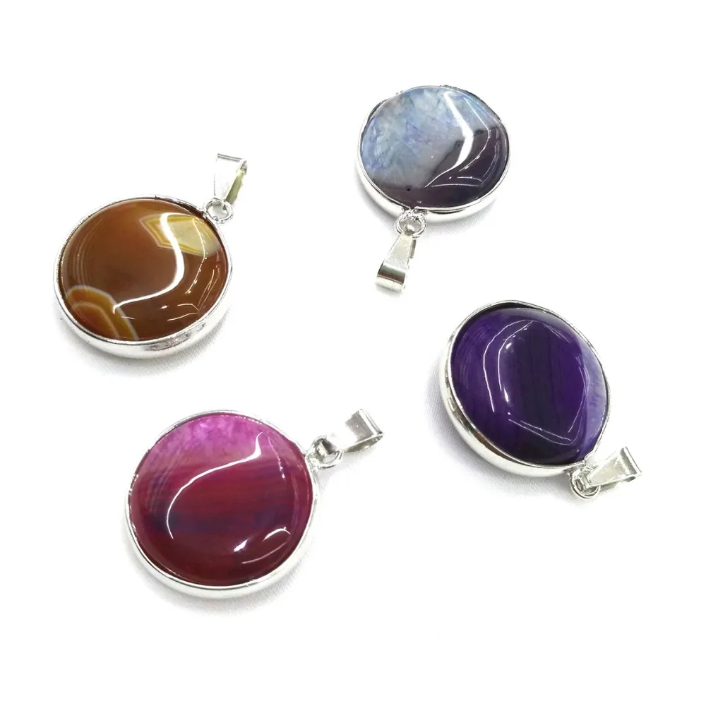 Round shape colorful agates charm pendants for jewelry making size