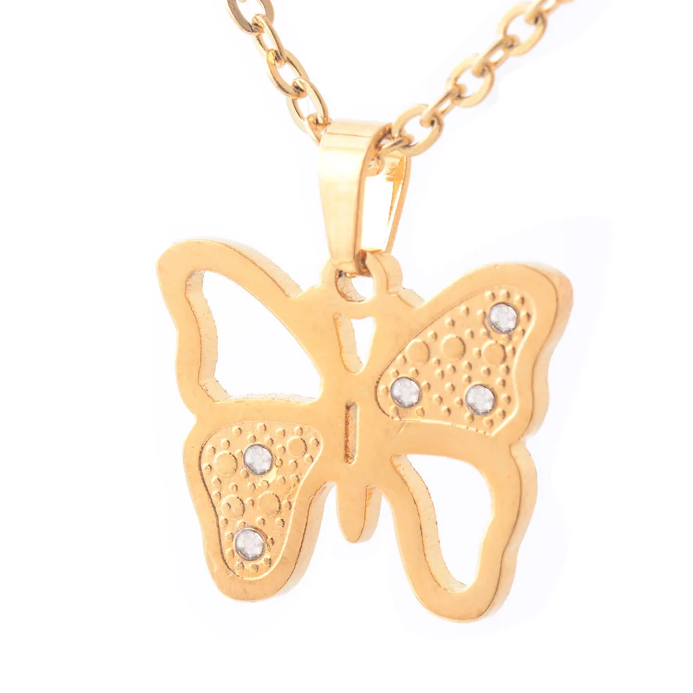 

316L Stainless steel Jewelry Set Beautiful Butterfly Earrings And Pendant Chain Hight Quality Women Jewelry Gift Free Shipping