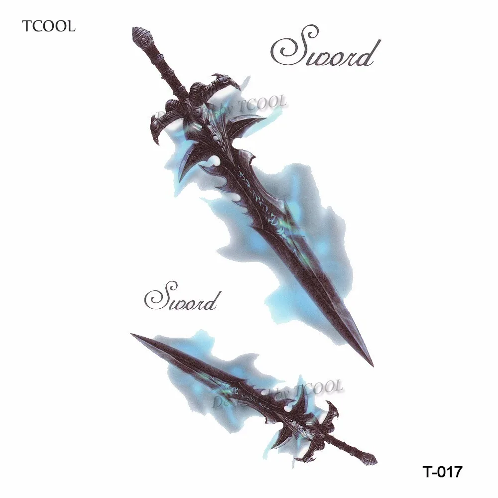 

HXMAN Sword Temporary Tattoos Waterproof Women Fashion Fake Body Art Arm Tattoo Sticker 10.5X6cm Kids Hand Tatoo Paper T-017