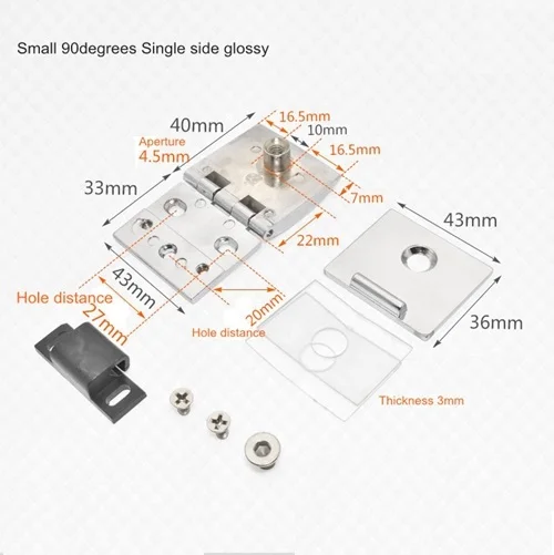 Для стеклянной двери шарнир петля для двери ванной комнаты бескаркасная стеклянная дверь шкафа Витринный Шкаф зажим 90 градусов шарнира - Цвет: Small B