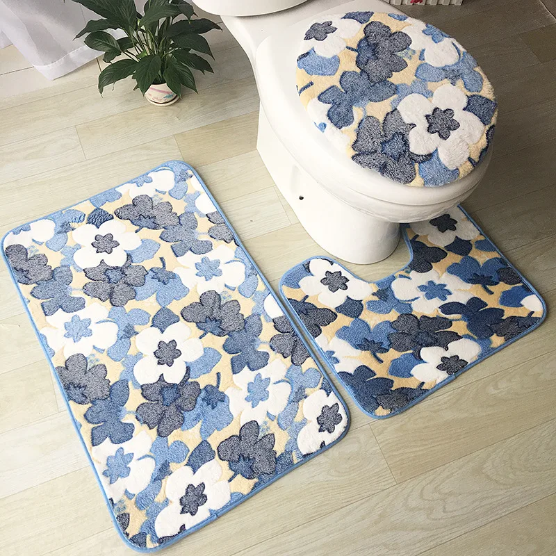Bathroom Rug Floor Mat Memory Foam Kit Bath Toilet Coral Fleece Carpet US #w #gr 