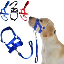 Нейлоновый ошейник для собак, поводок для собак, намордник Регулируемый ошейник для тренировки головы, петля для тренировок, стоп-потягивающий поводок, аксессуары для домашних животных
