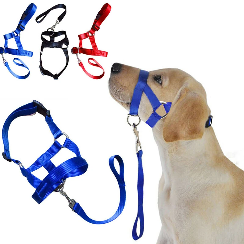 

Nylon Dogs Head Collar Halter Dog Mouth Muzzle Adjustable Head Collar Walk Training Loop Stop Pulling Halter Pet Accessories