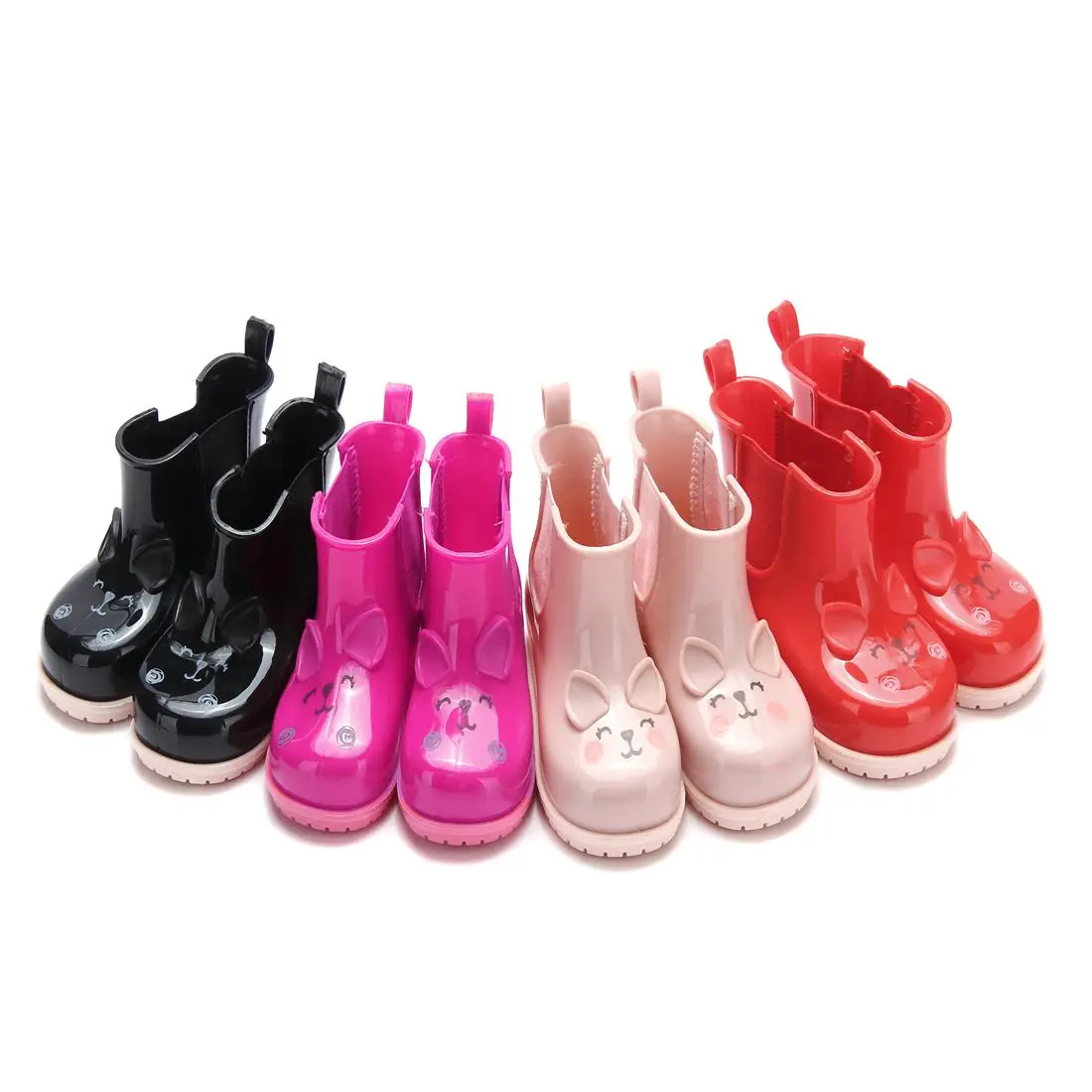 

Melissa 2018 Boots Zaxy Printed Cat with Two Sides Elastic Band New Winter Rain Shoes Children Shoe Keep Warmer Kids Water Boot