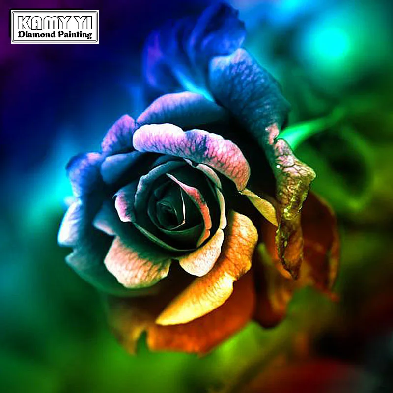 

Full Drill Square Diamond 5D DIY Diamond Painting"Colored roses"Diamond Embroidery Cross Stitch Rhinestone Mosaic Painting