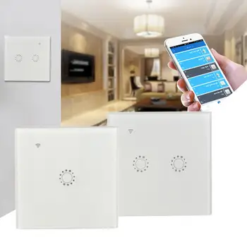 

White Wi-Fi Touch Switch Panel 1/2/3 Gang Wireless Smart Timing and Remote Control via APP Work with Alexa Google Home EU Plug
