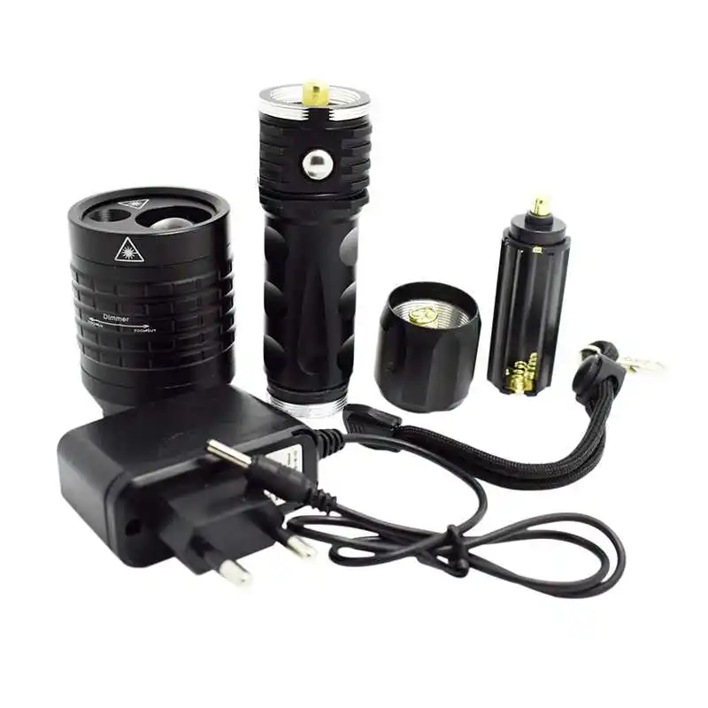 

High Power Q5 LED Torch Rechargeable Green Laser Flashlight Hunting Tactical Military Lantern 18650 Flashlight X900 for Fishing