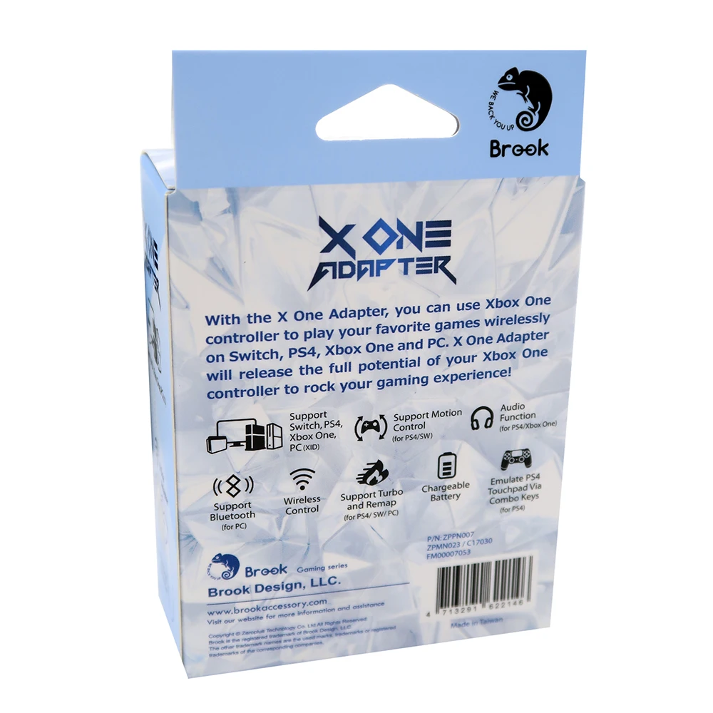 Адаптер Brook X One для Xbox One для PS4/kingd Switch для Xbox One/PC Беспроводной адаптер и перезаряжаемая батарея белый