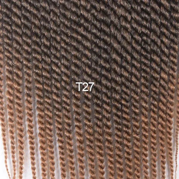 AliRobam, черные, коричневые, Омбре, вязанные крючком косички, Сенегальские, крученые косички, для мужчин и женщин, синтетические косички для наращивания волос, 22 корня/упаковка - Цвет: T1B/27